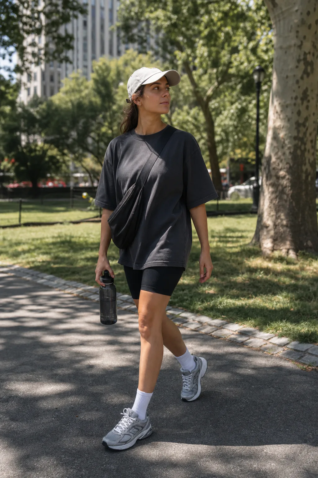 12. Oversized Tee With Bike Shorts